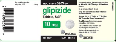 Glipizide Tablets 10 mg Bottle Label (500ct. 10 mg Glipizide Tablets Usp (repharm))